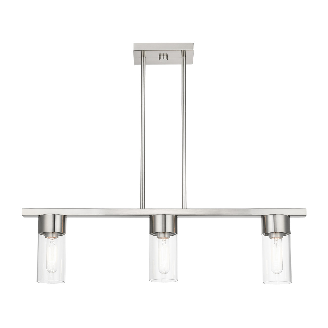 LIVEX LIGHTING 48763-91 3 Light Brushed Nickel Linear Chandelier