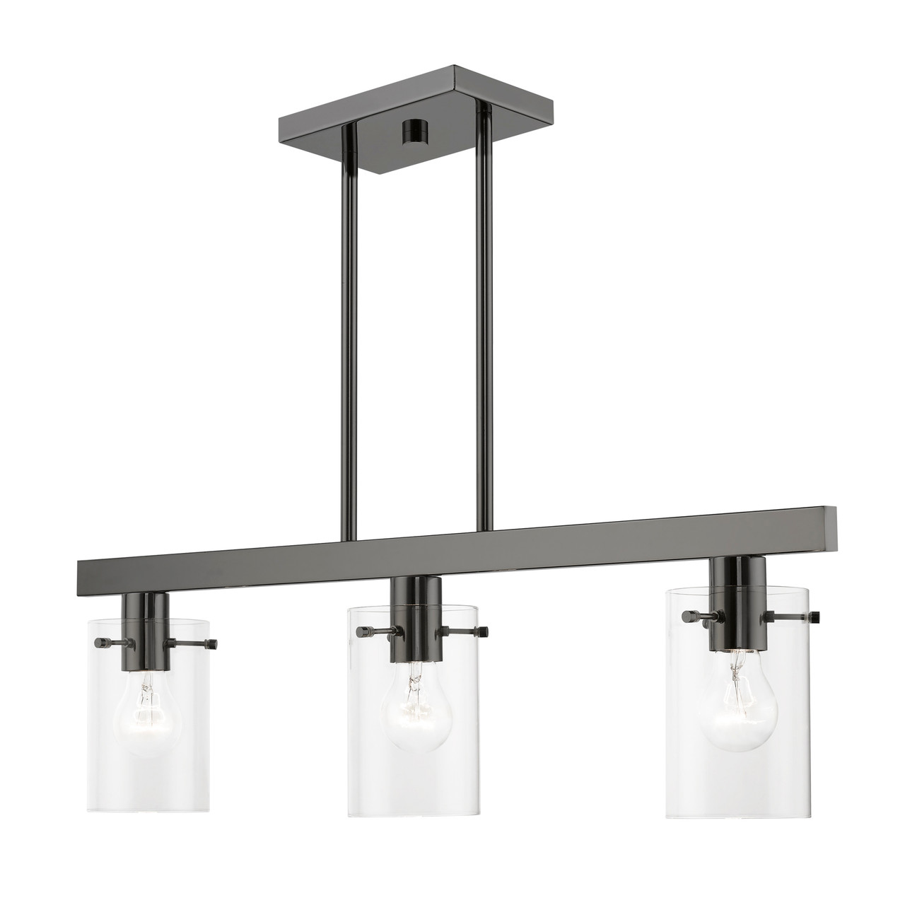 LIVEX LIGHTING 46153-46 3 Light Black Chrome Linear Chandelier