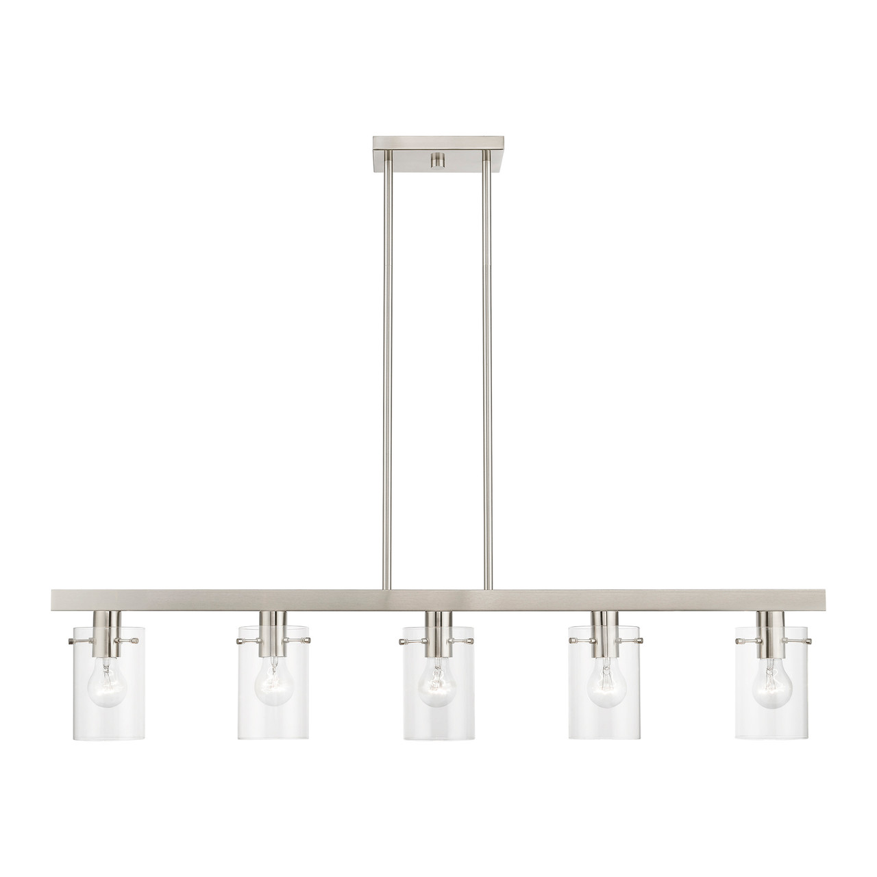 LIVEX LIGHTING 46155-91 5 Light Brushed Nickel Linear Chandelier