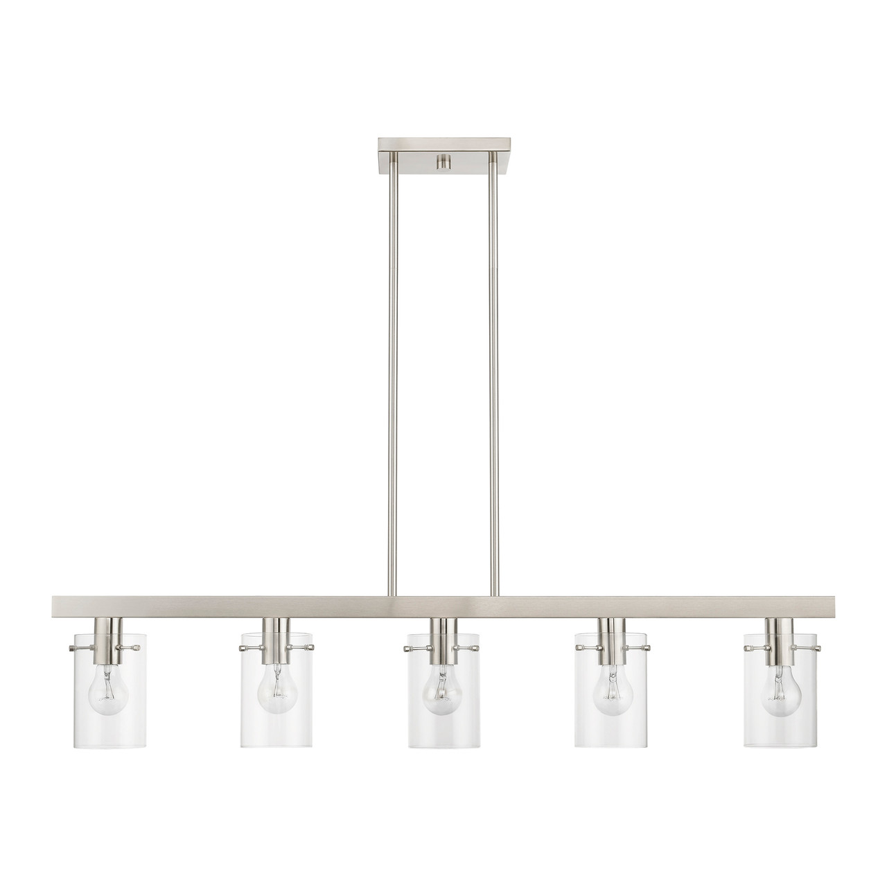 LIVEX LIGHTING 46155-91 5 Light Brushed Nickel Linear Chandelier