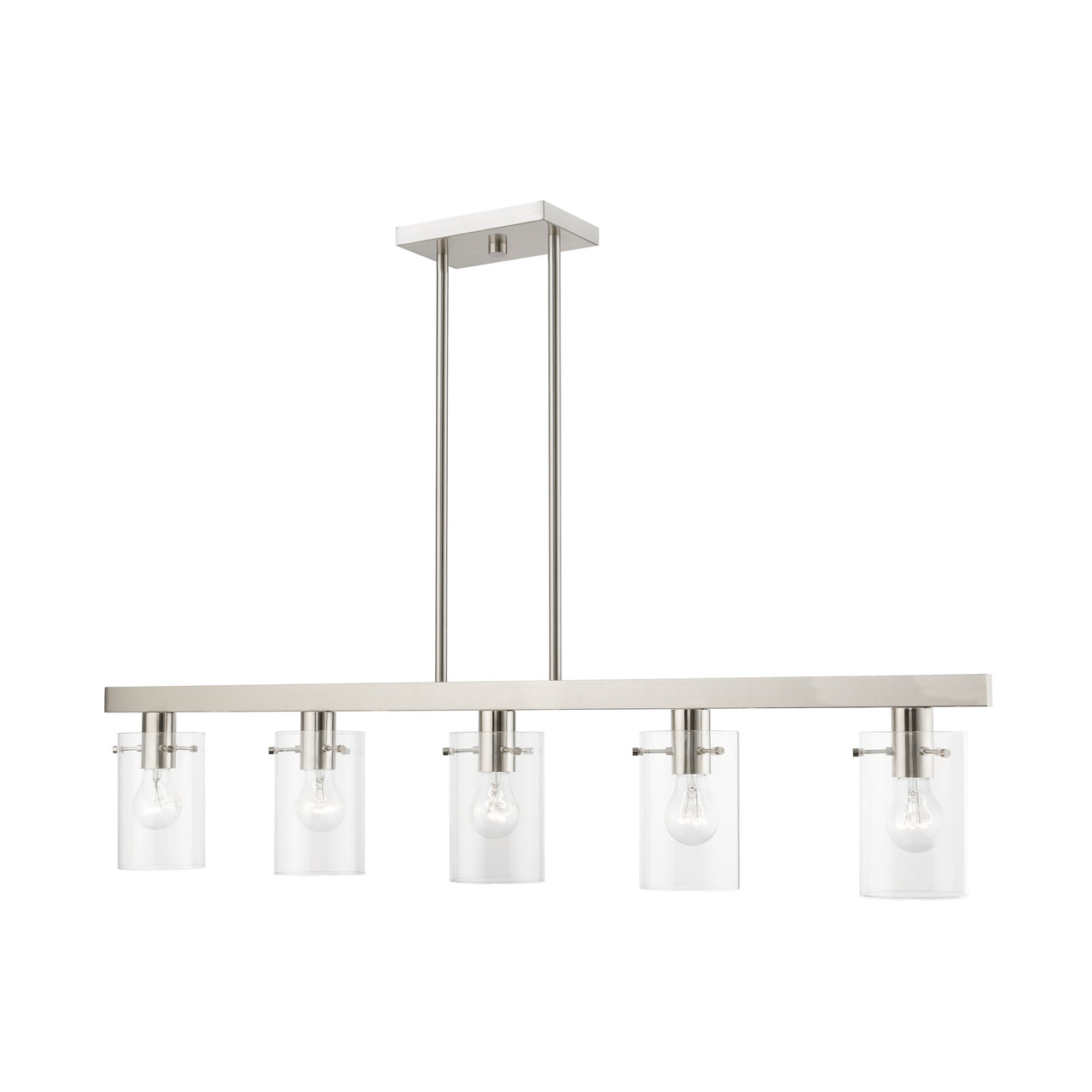 LIVEX LIGHTING 46155-91 5 Light Brushed Nickel Linear Chandelier