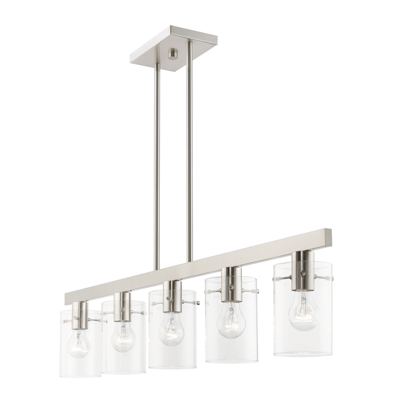 LIVEX LIGHTING 46155-91 5 Light Brushed Nickel Linear Chandelier