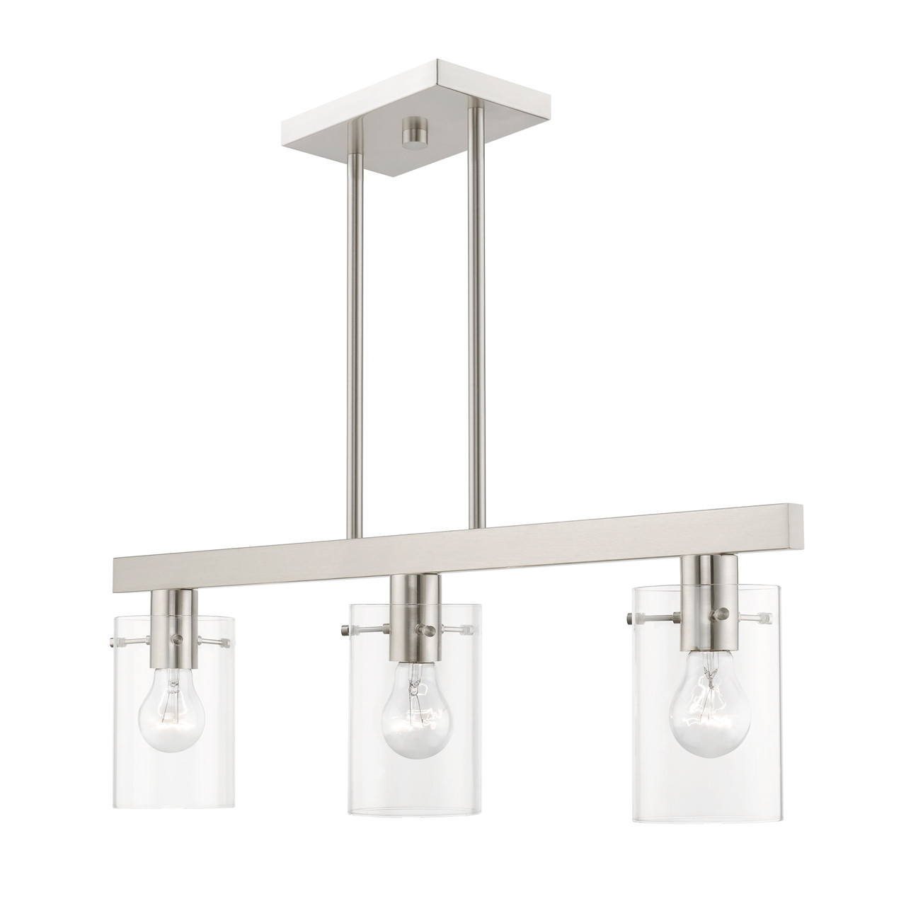 LIVEX LIGHTING 46153-91 3 Light Brushed Nickel Linear Chandelier