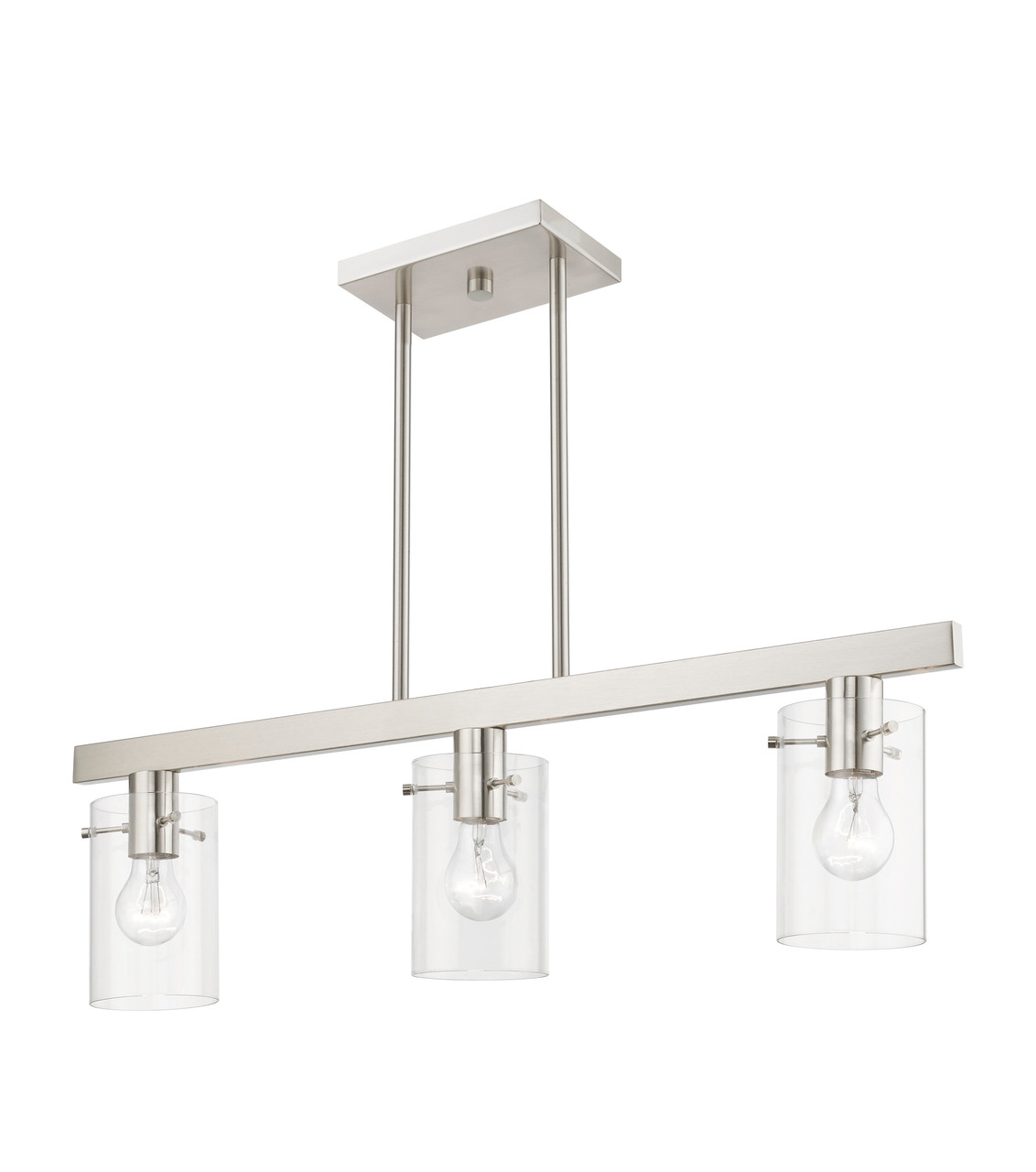 LIVEX LIGHTING 46153-91 3 Light Brushed Nickel Linear Chandelier