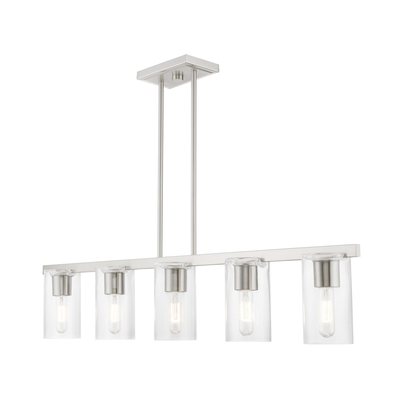 LIVEX LIGHTING 49275-91 5 Light Brushed Nickel Linear Chandelier