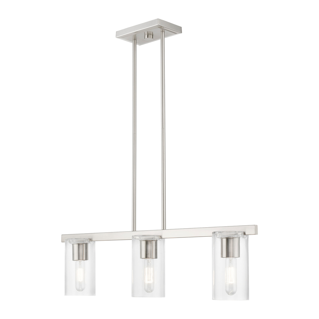 LIVEX LIGHTING 49273-91 3 Light Brushed Nickel Linear Chandelier