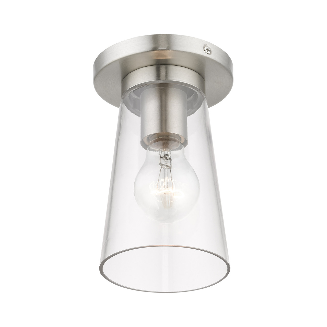 LIVEX LIGHTING 46711-91 1 Light Brushed Nickel Small Flush Mount