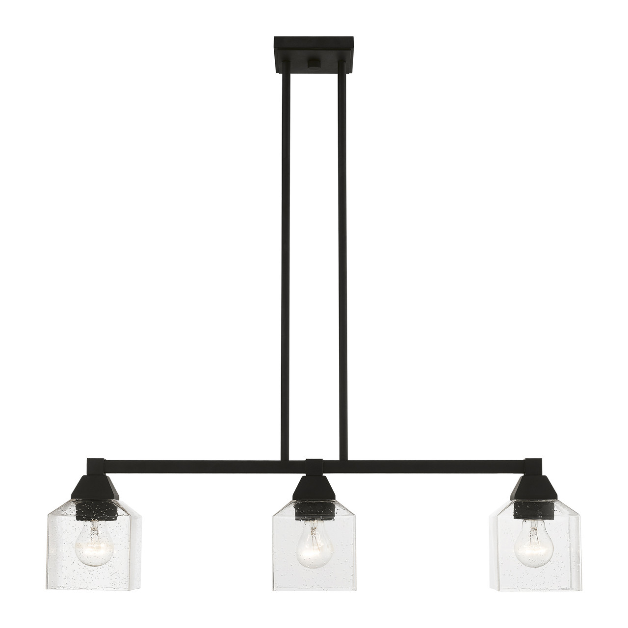 LIVEX LIGHTING 49763-04 3 Light Black Linear Chandelier