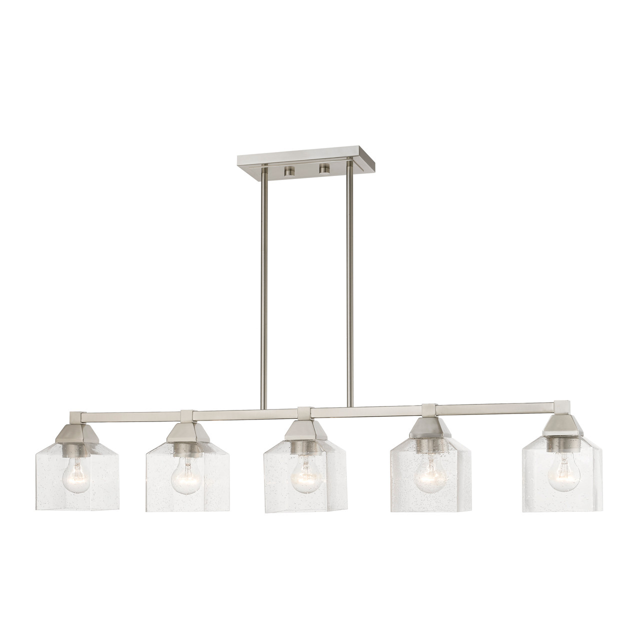 LIVEX LIGHTING 49765-91 5 Light Brushed Nickel Linear Chandelier