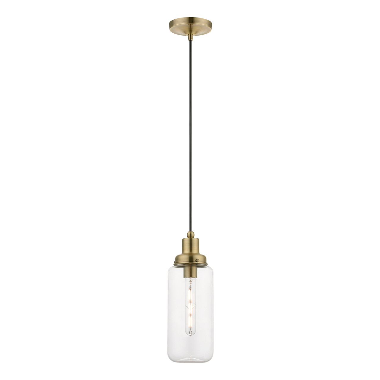 LIVEX LIGHTING 40614-01 1 Light Antique Brass Mini Pendant