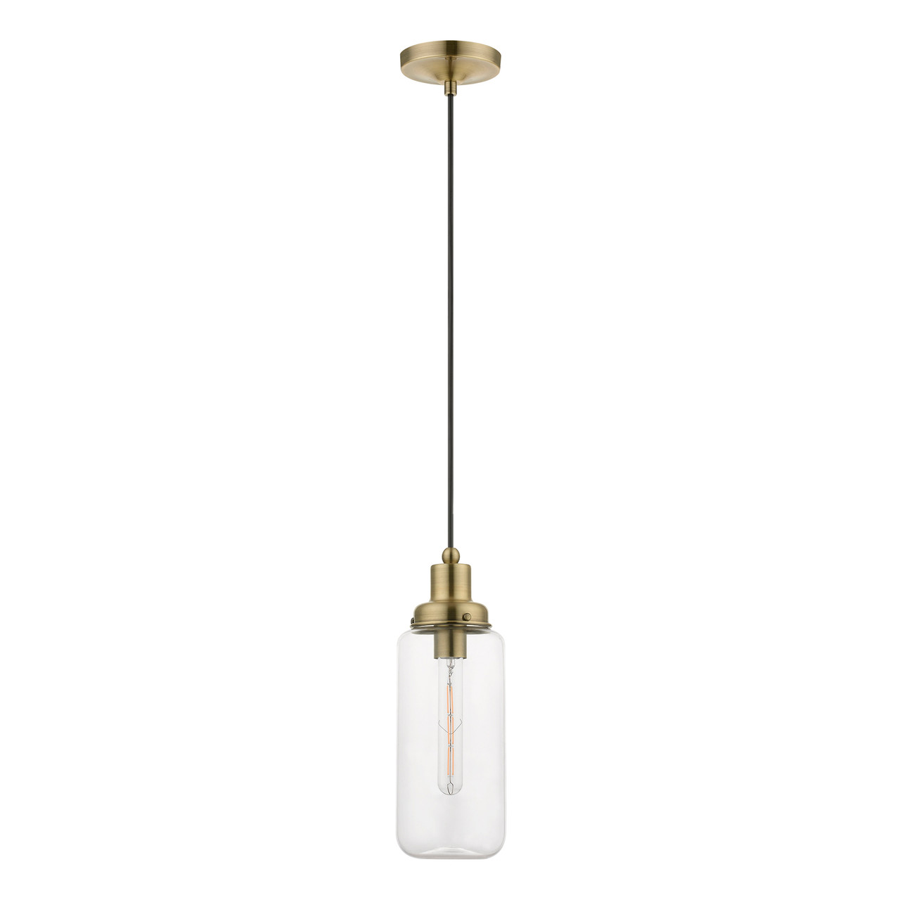 LIVEX LIGHTING 40614-01 1 Light Antique Brass Mini Pendant