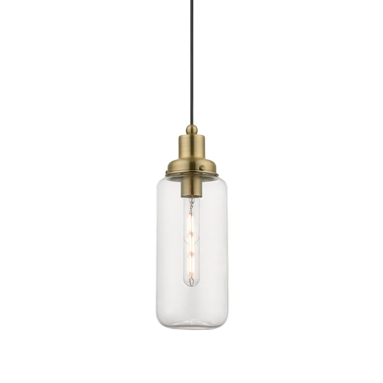 LIVEX LIGHTING 40614-01 1 Light Antique Brass Mini Pendant