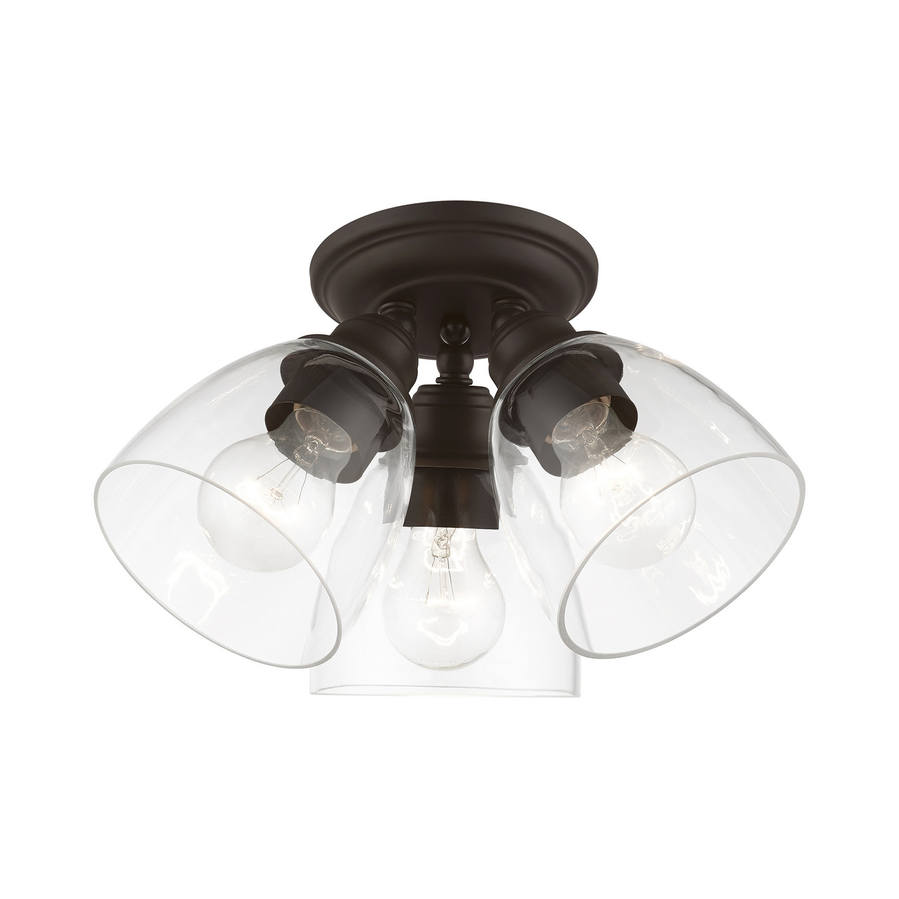 LIVEX LIGHTING 46339-07 3 Light Bronze Semi-Flush