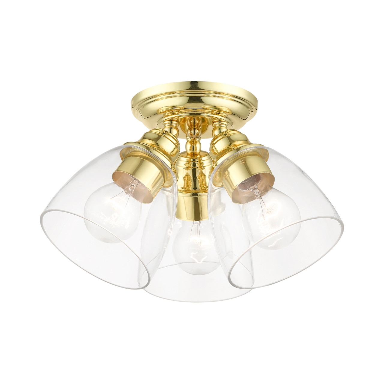 LIVEX LIGHTING 46339-02 3 Light Polished Brass Semi-Flush