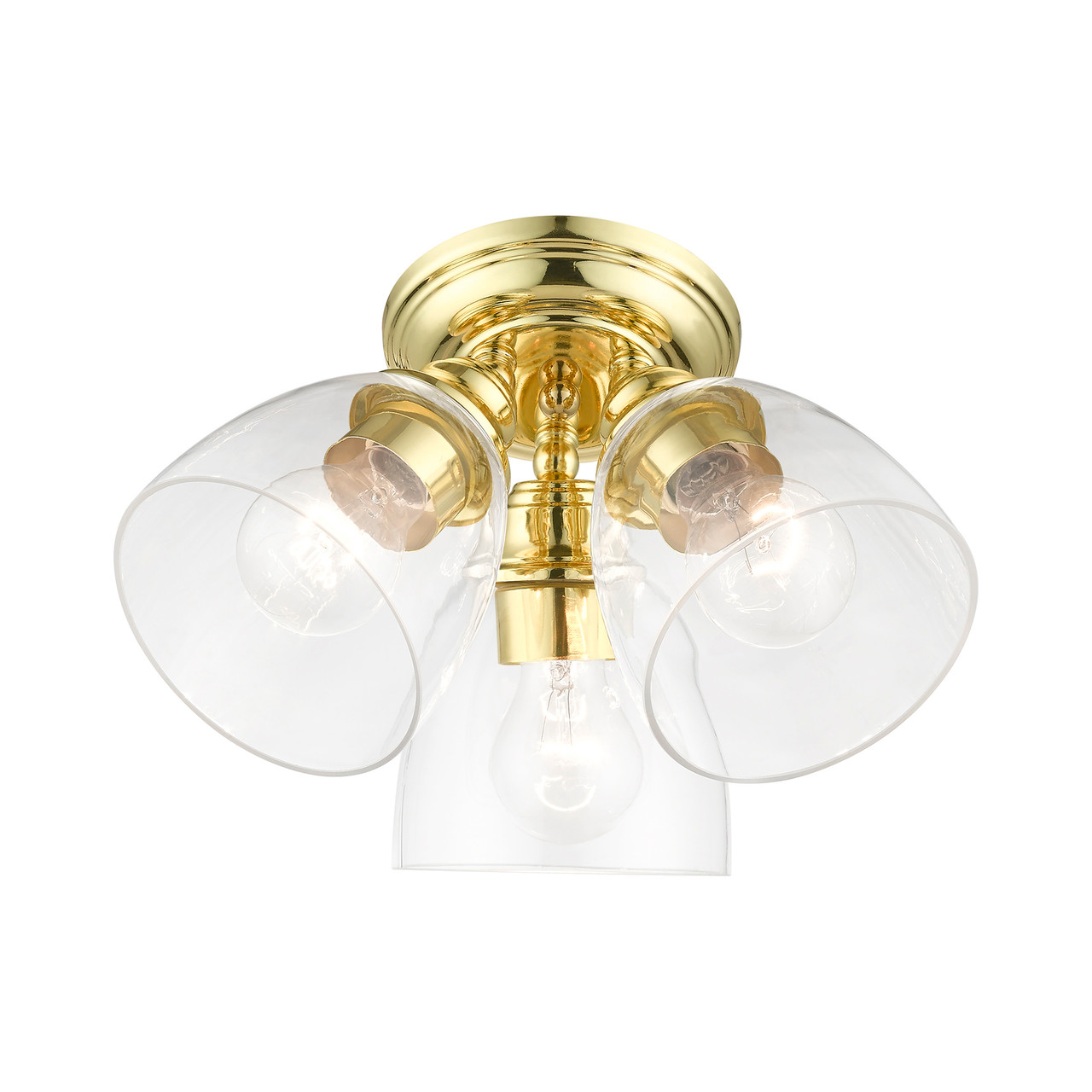 LIVEX LIGHTING 46339-02 3 Light Polished Brass Semi-Flush