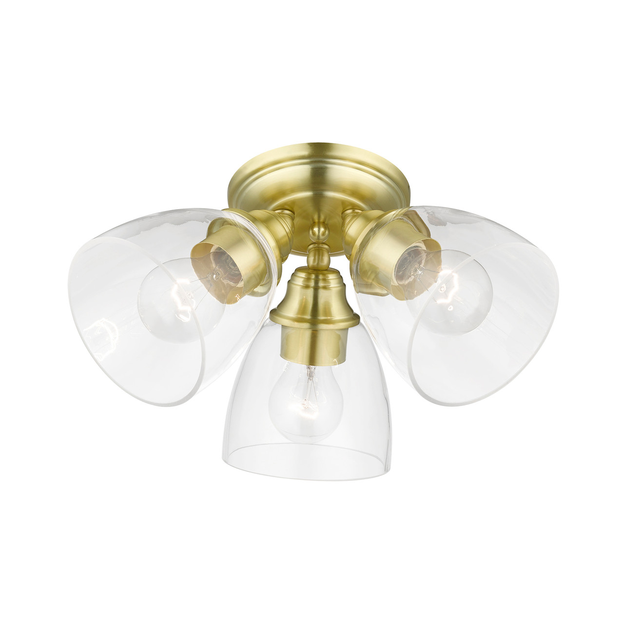 LIVEX LIGHTING 46339-12 3 Light Satin Brass Semi-Flush