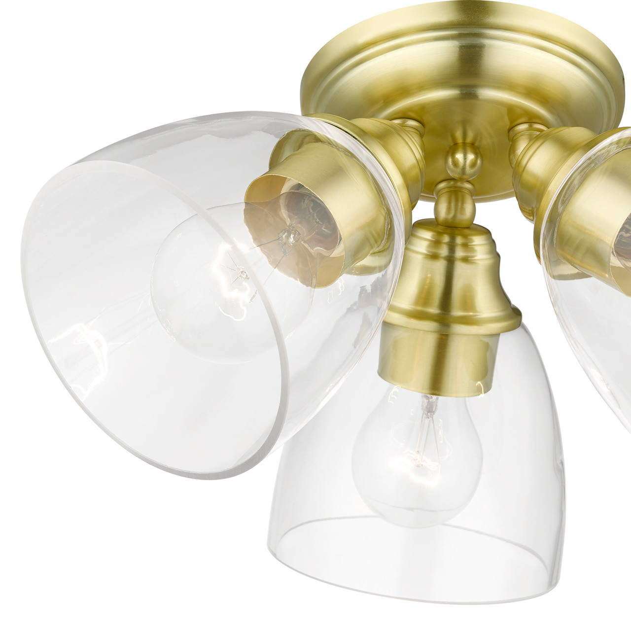 LIVEX LIGHTING 46339-12 3 Light Satin Brass Semi-Flush