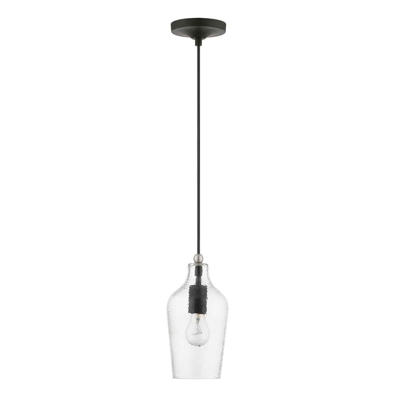 LIVEX LIGHTING 41240-04 1 Light Black with Brushed Nickel Accent Mini Pendant