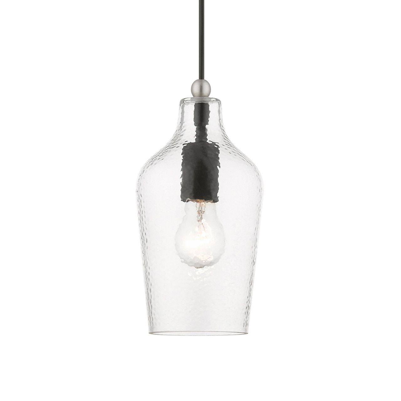 LIVEX LIGHTING 41240-04 1 Light Black with Brushed Nickel Accent Mini Pendant