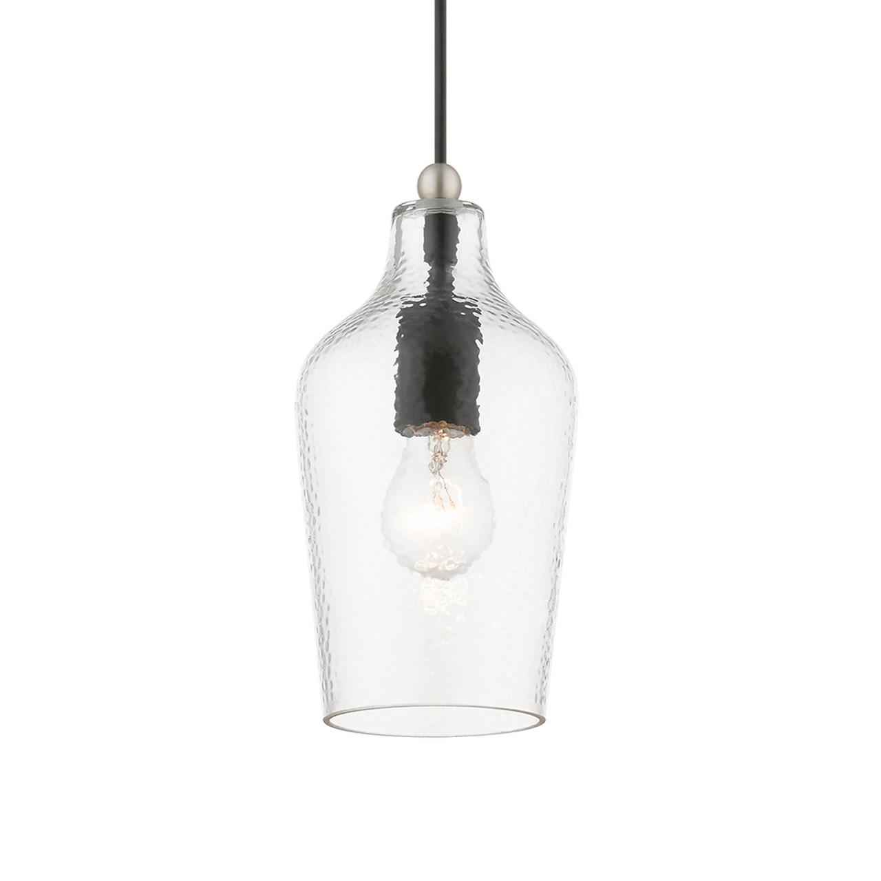 LIVEX LIGHTING 41240-04 1 Light Black with Brushed Nickel Accent Mini Pendant