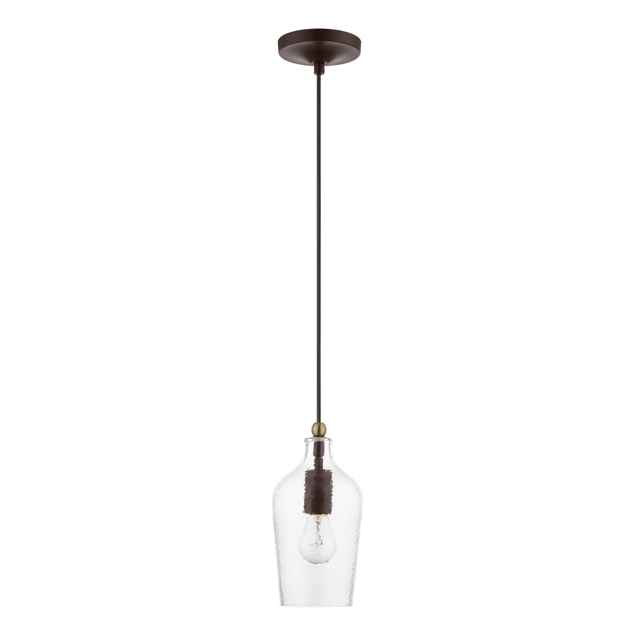 LIVEX LIGHTING 41240-07 1 Light Bronze with Antique Brass Accent Mini Pendant