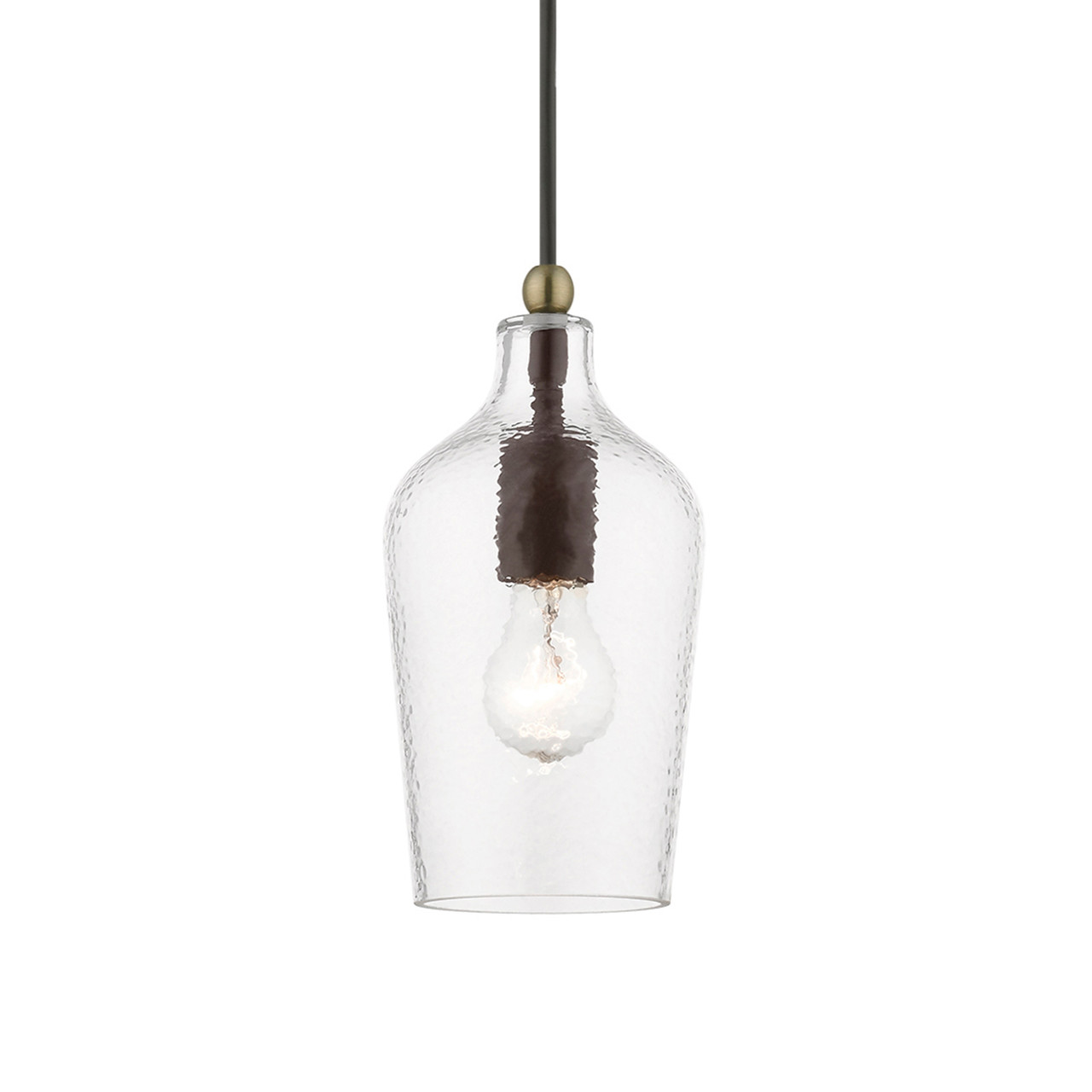 LIVEX LIGHTING 41240-07 1 Light Bronze with Antique Brass Accent Mini Pendant