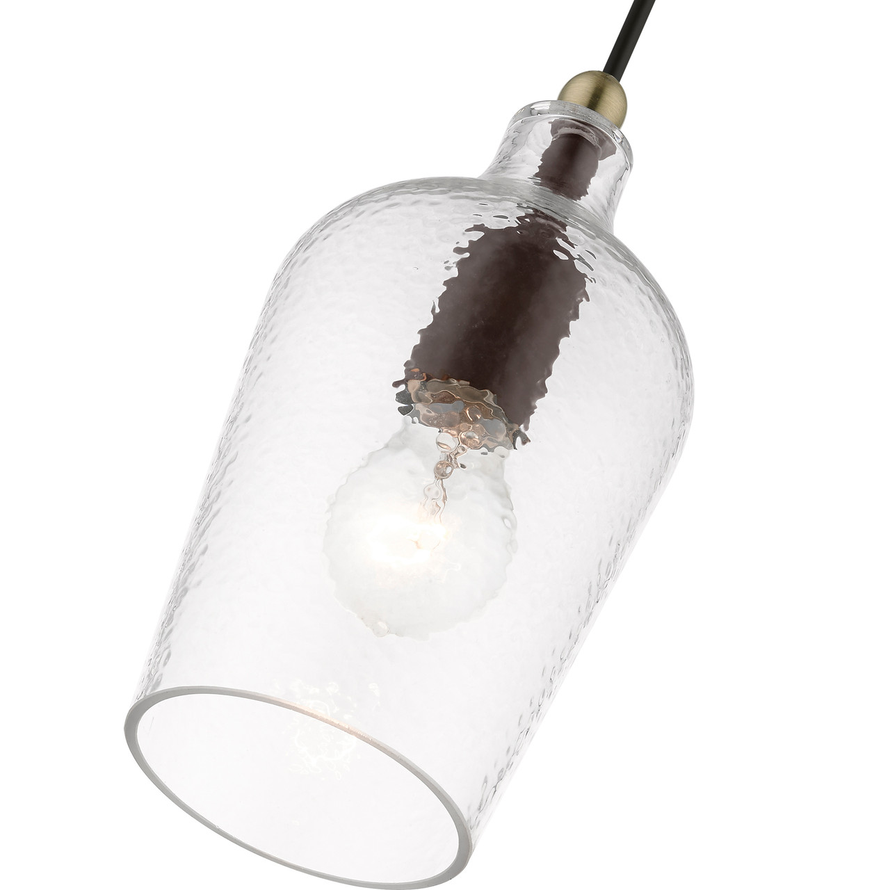 LIVEX LIGHTING 41240-07 1 Light Bronze with Antique Brass Accent Mini Pendant