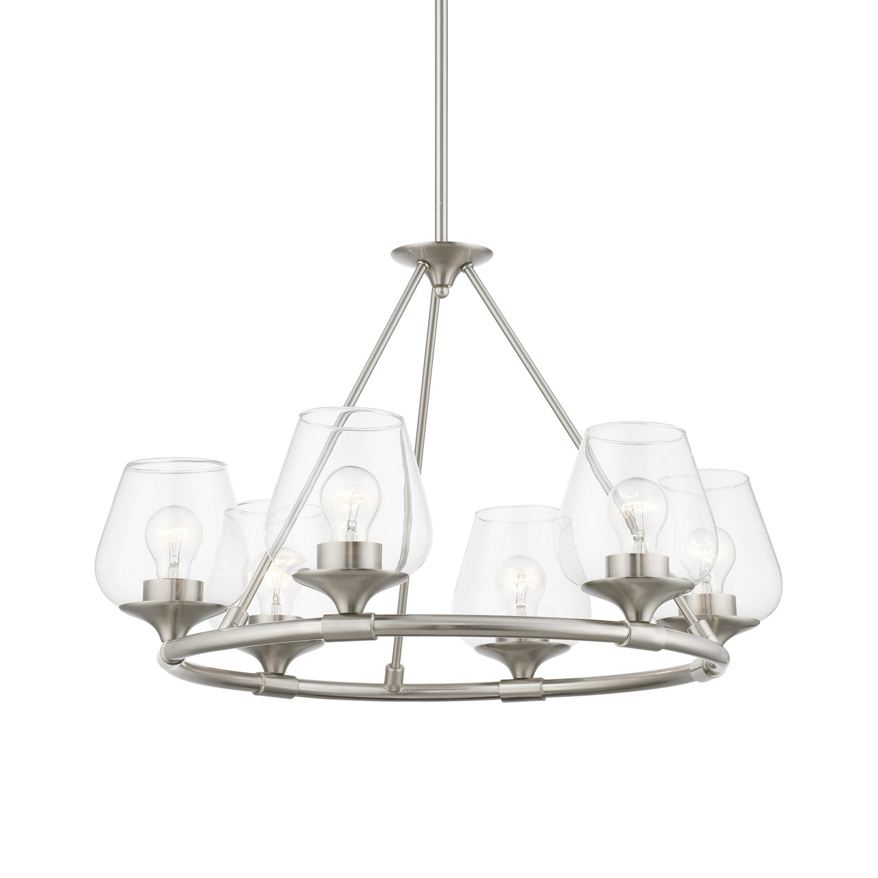 LIVEX LIGHTING 46726-91 6 Light Brushed Nickel Chandelier