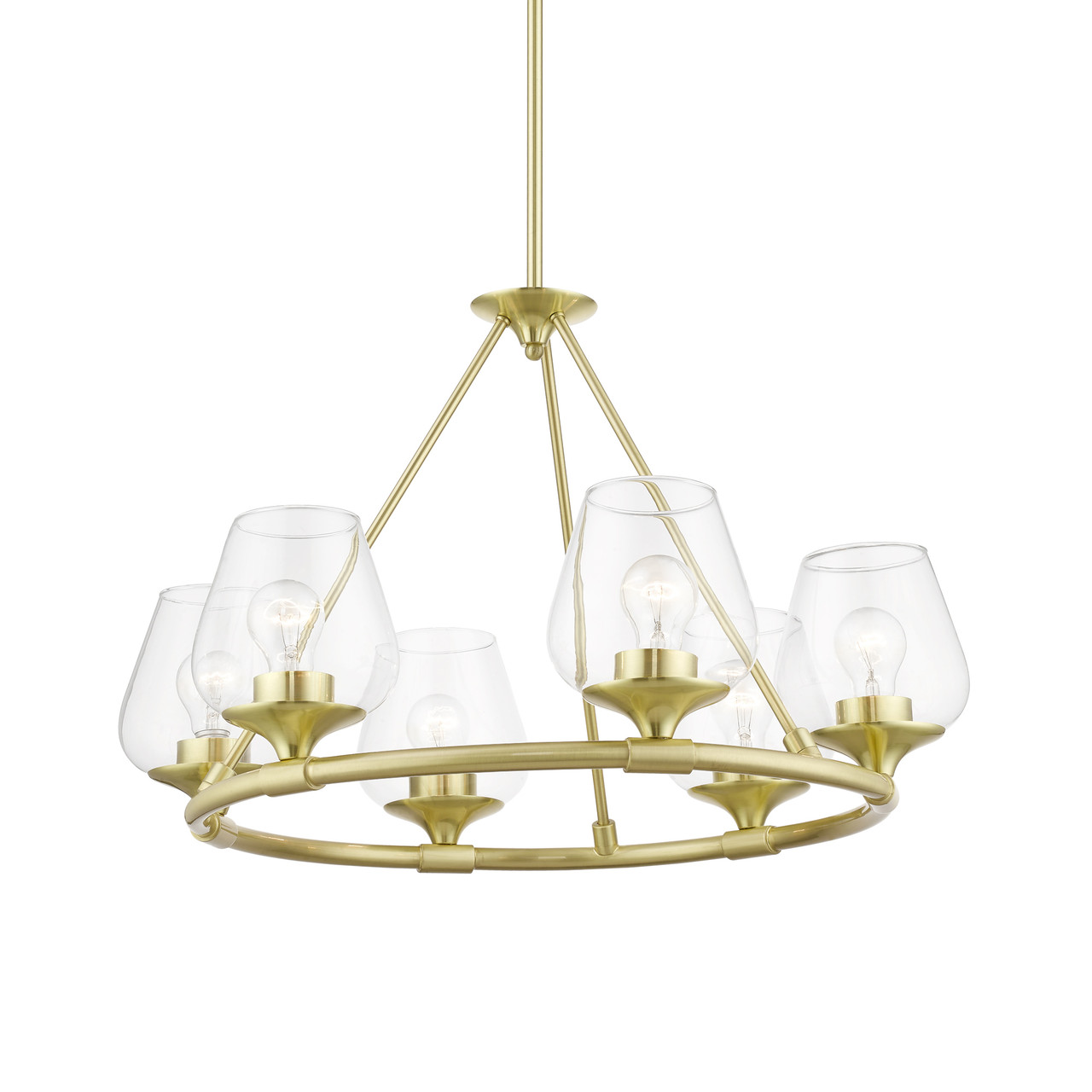 LIVEX LIGHTING 46726-12 6 Light Satin Brass Chandelier