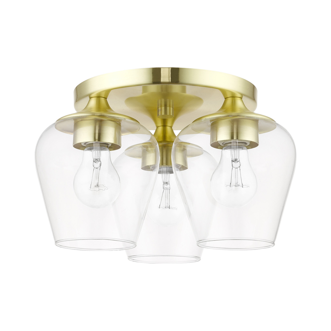 LIVEX LIGHTING 46723-12 3 Light Satin Brass Flush Mount