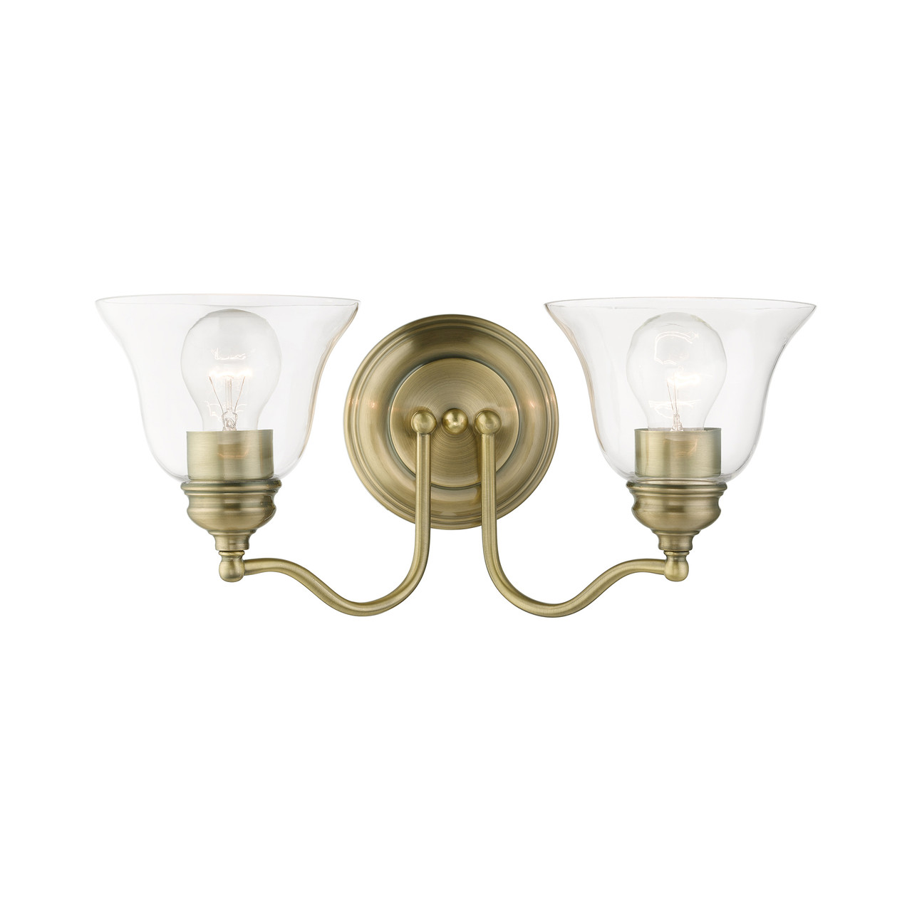 LIVEX LIGHTING 16932-01 2 Light Antique Brass Vanity Sconce