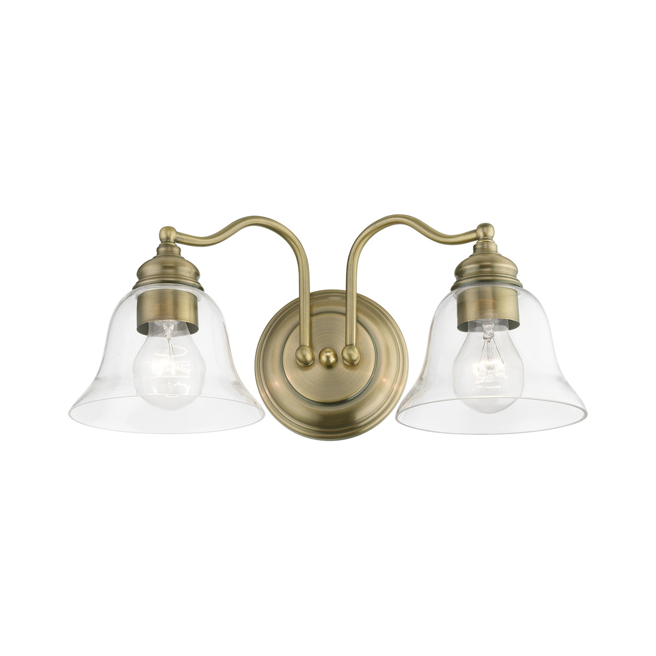 LIVEX LIGHTING 16932-01 2 Light Antique Brass Vanity Sconce