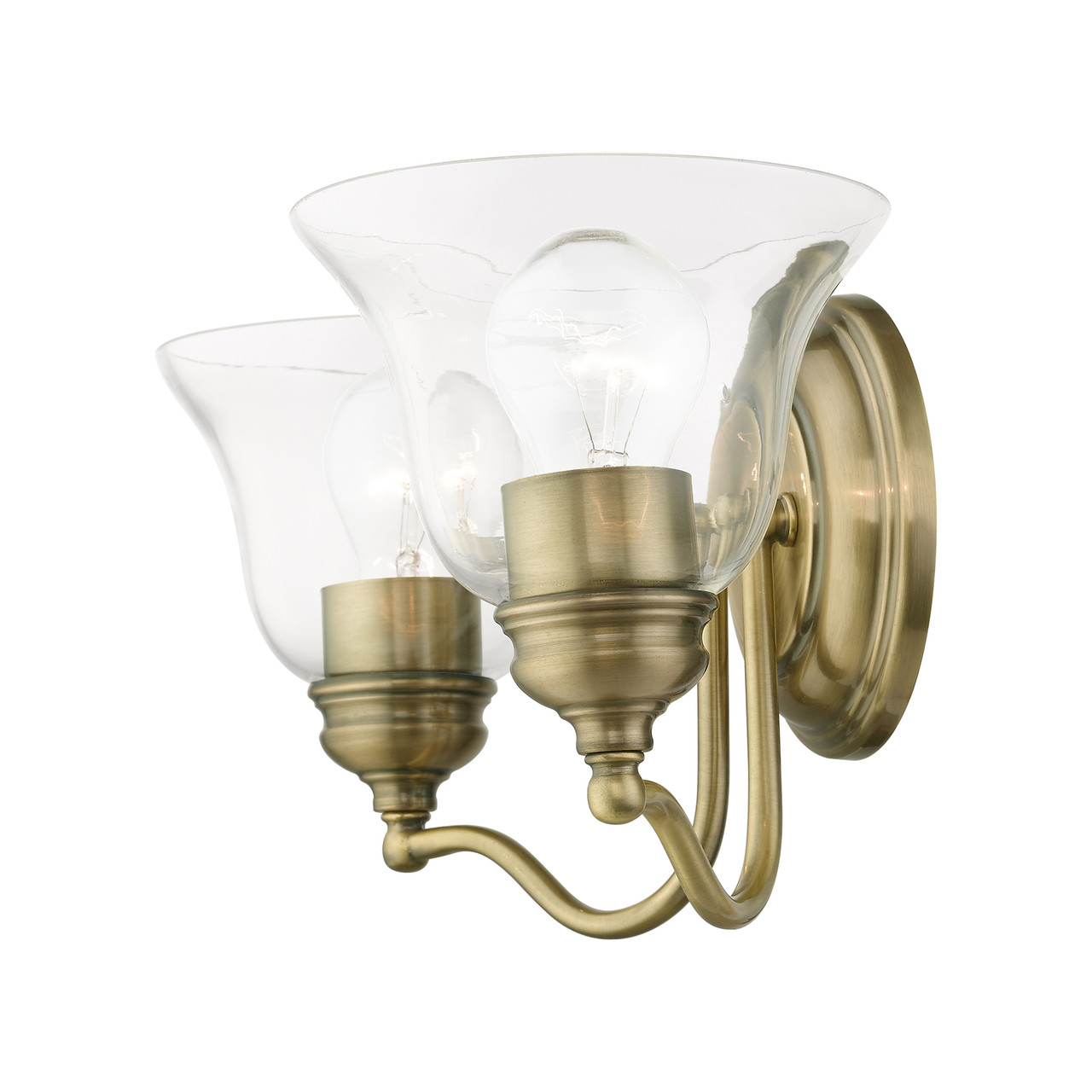 LIVEX LIGHTING 16932-01 2 Light Antique Brass Vanity Sconce