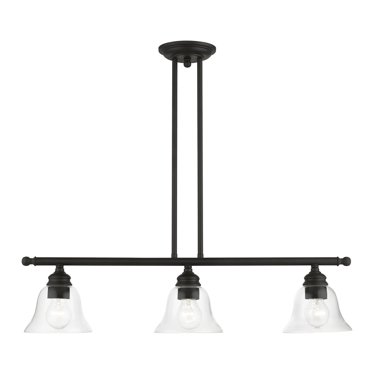 LIVEX LIGHTING 46487-04 3 Light Black Linear Chandelier