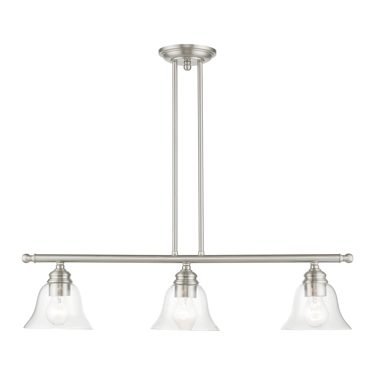 LIVEX LIGHTING 46487-91 3 Light Brushed Nickel Linear Chandelier