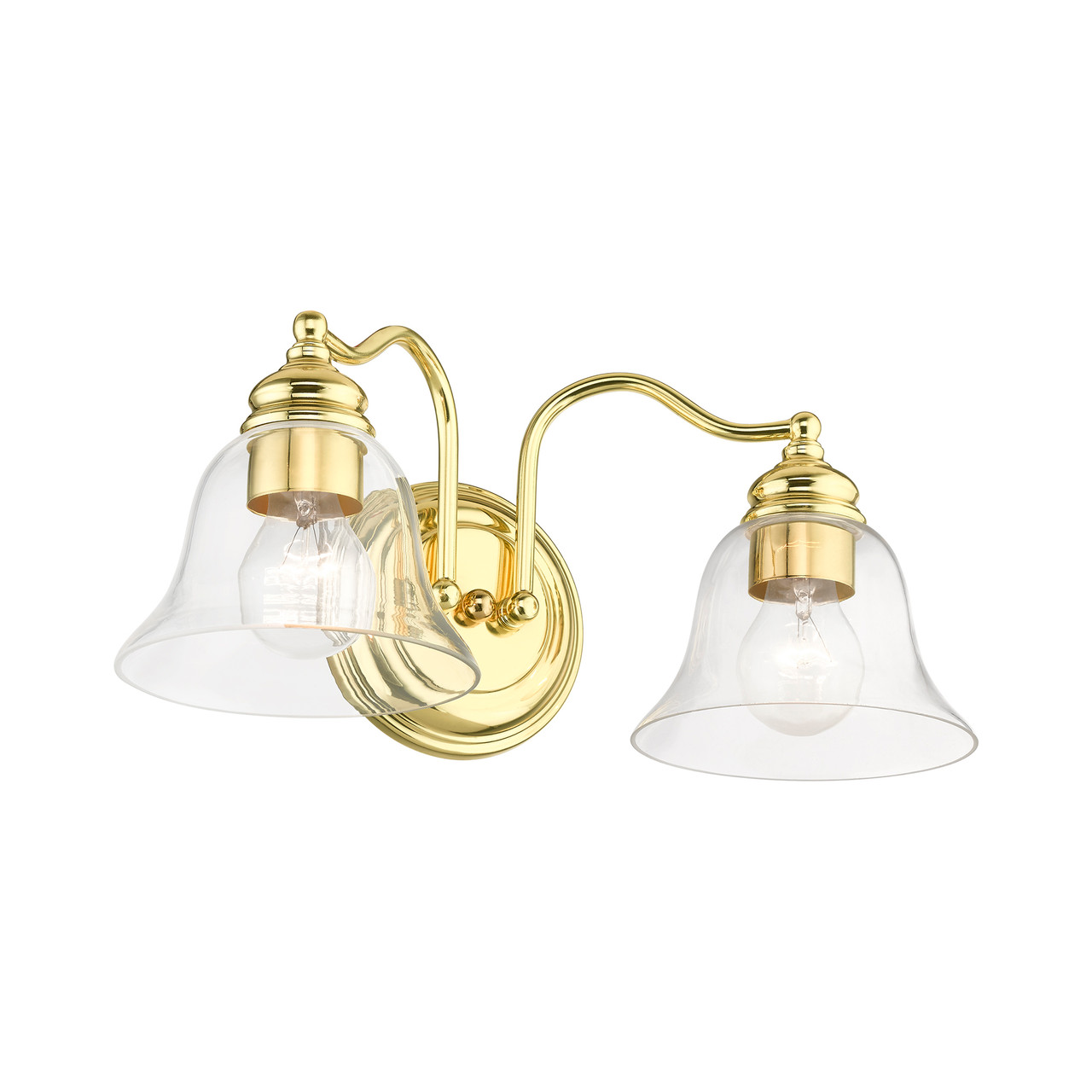 LIVEX LIGHTING 16932-02 2 Light Polished Brass Vanity Sconce