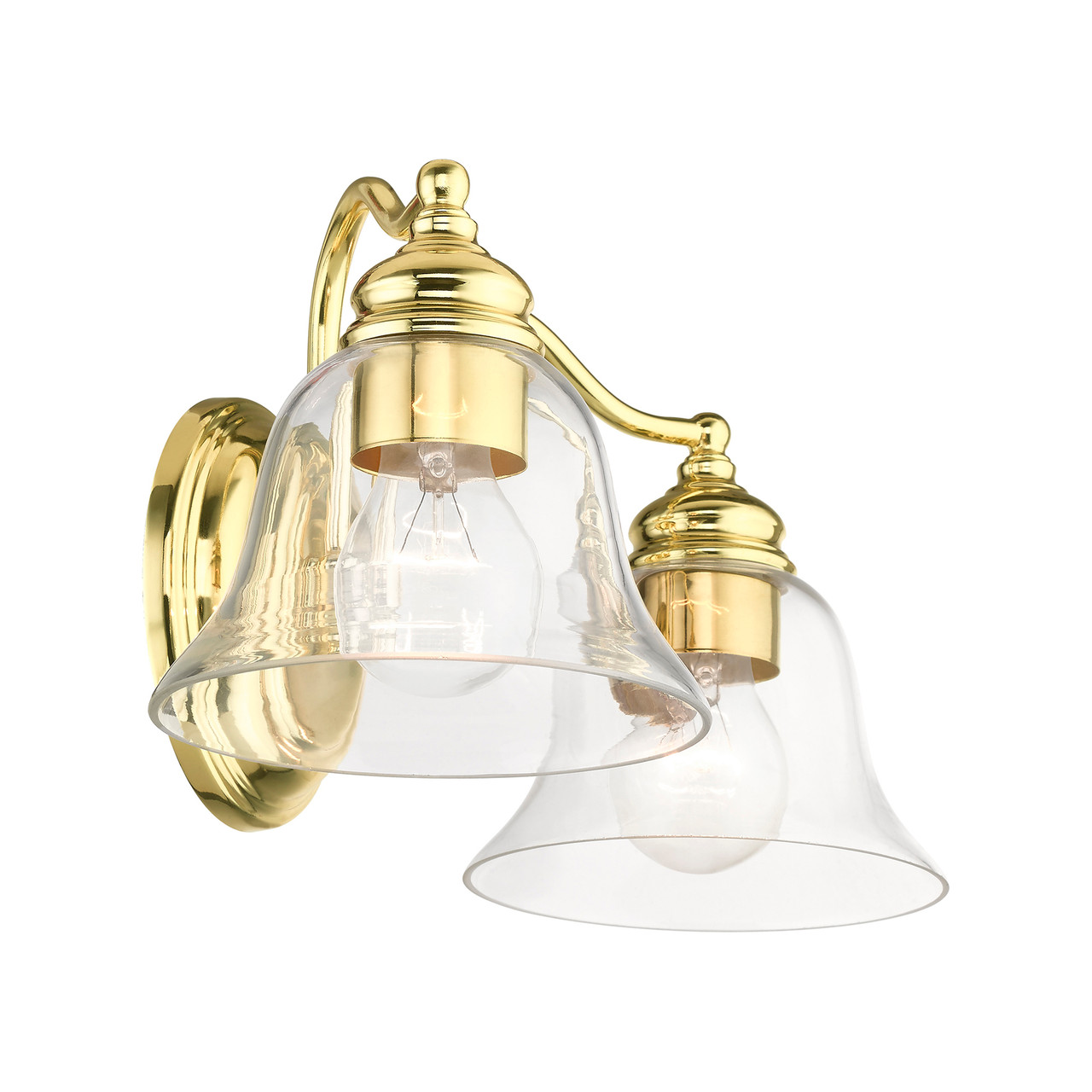 LIVEX LIGHTING 16932-02 2 Light Polished Brass Vanity Sconce