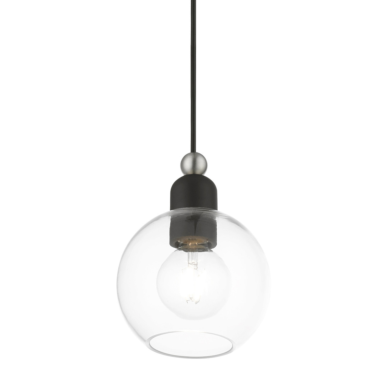 LIVEX LIGHTING 48971-04 1 Light Black with Brushed Nickel Accents Sphere Mini Pendant