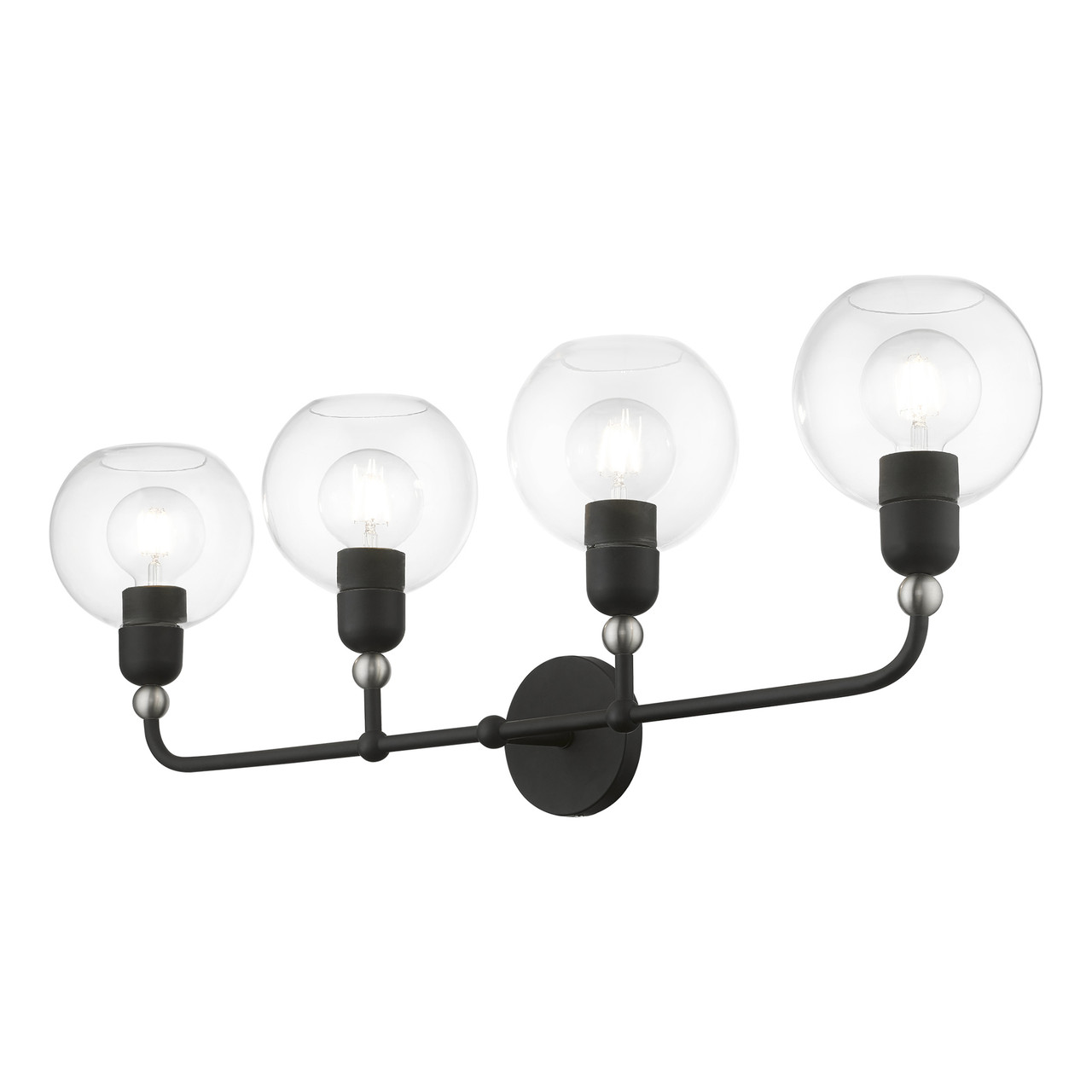 LIVEX LIGHTING 16975-04 4 Light Black with Brushed Nickel Accents Large Sphere Vanity Sconce