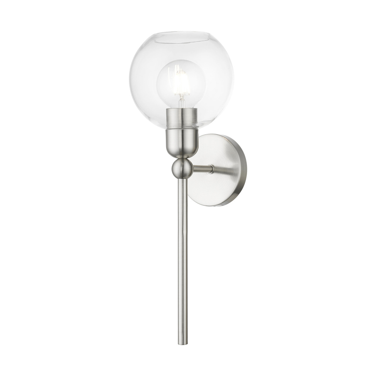 LIVEX LIGHTING 16971-91 1 Light Brushed Nickel Sphere Single Sconce