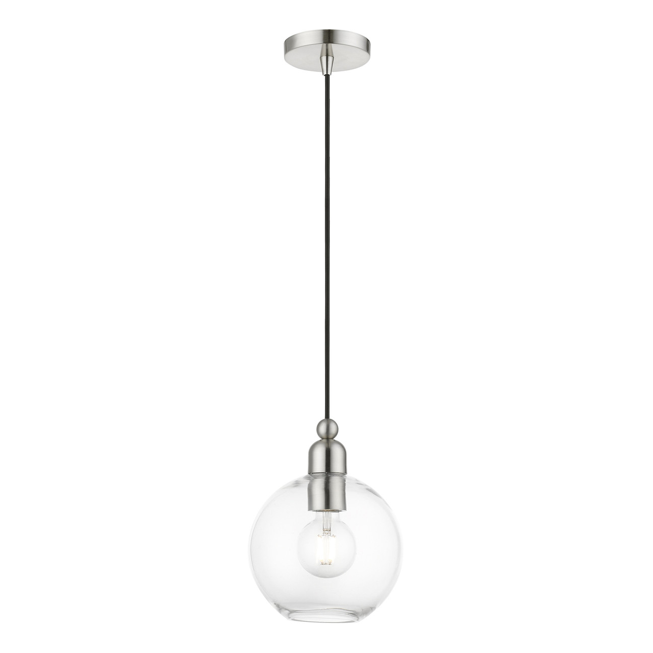 LIVEX LIGHTING 48972-91 1 Light Brushed Nickel Sphere Pendant