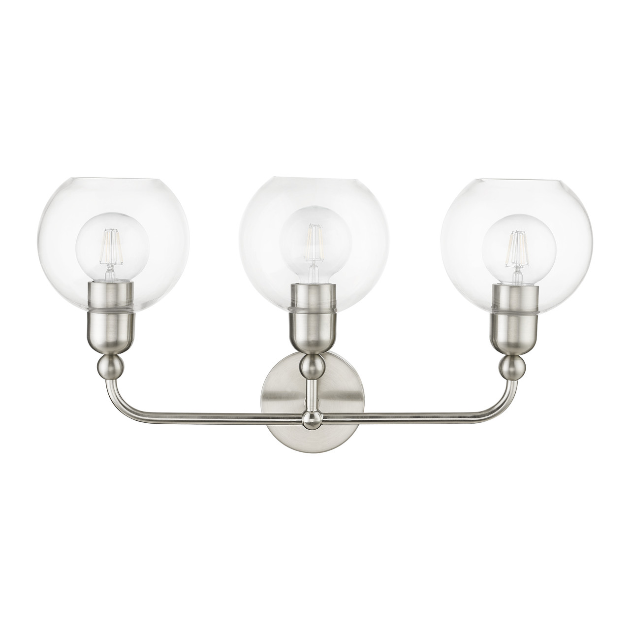 LIVEX LIGHTING 16973-91 3 Light Brushed Nickel Sphere Vanity Sconce