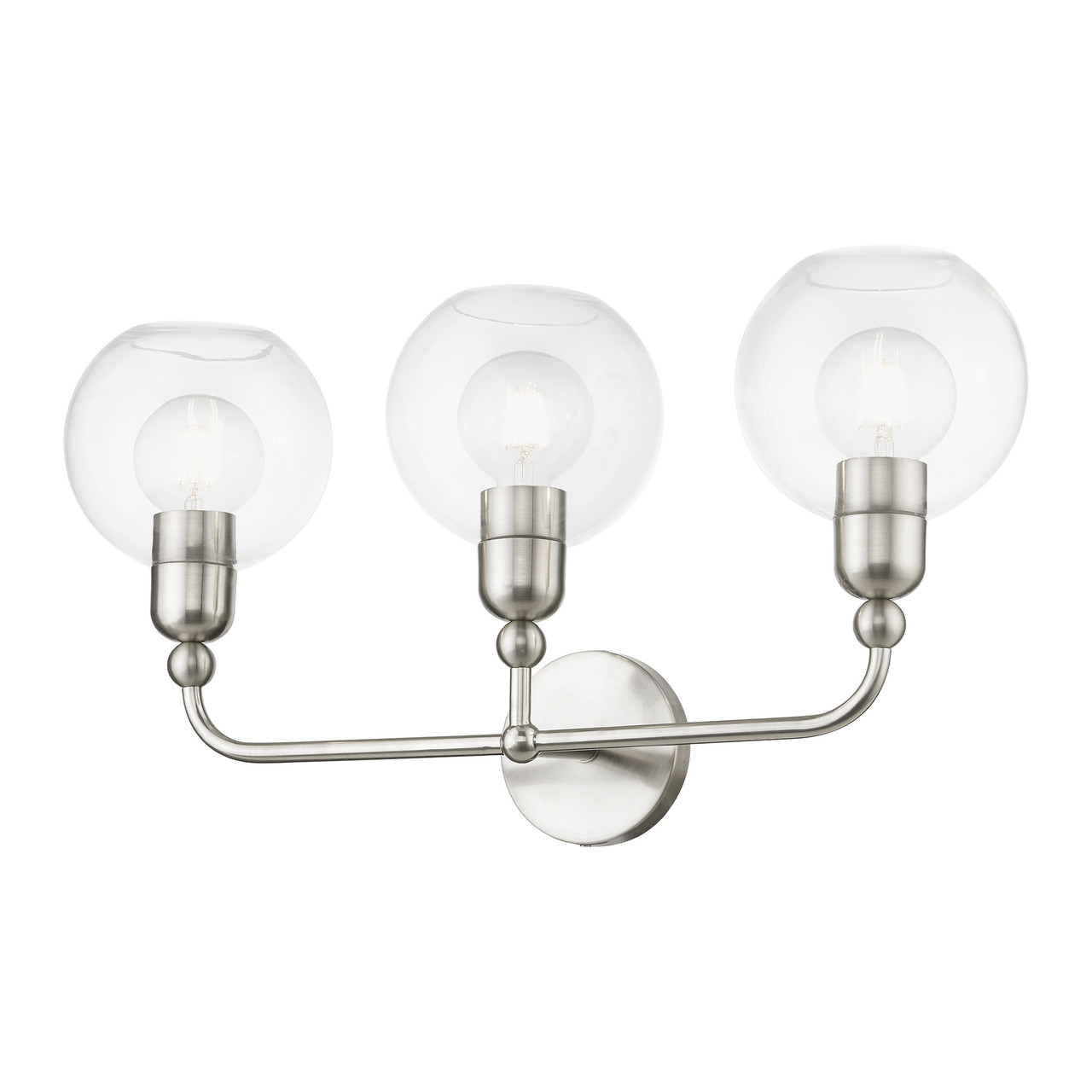 LIVEX LIGHTING 16973-91 3 Light Brushed Nickel Sphere Vanity Sconce