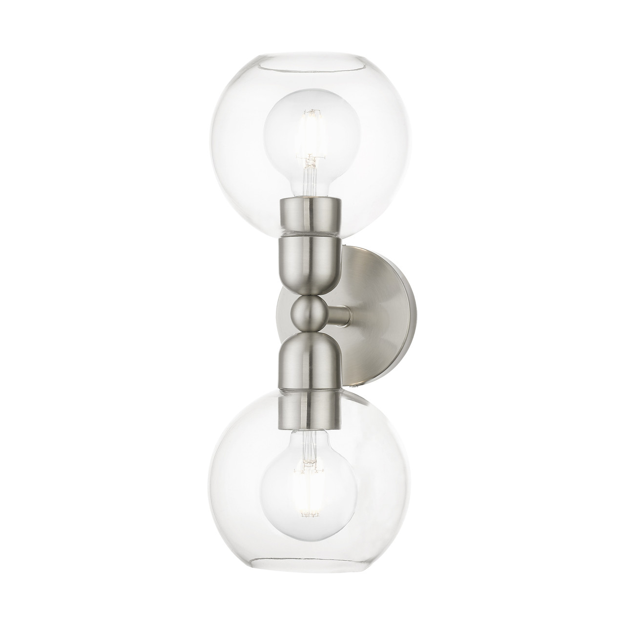 LIVEX LIGHTING 16972-91 2 Light Brushed Nickel Sphere Vanity Sconce