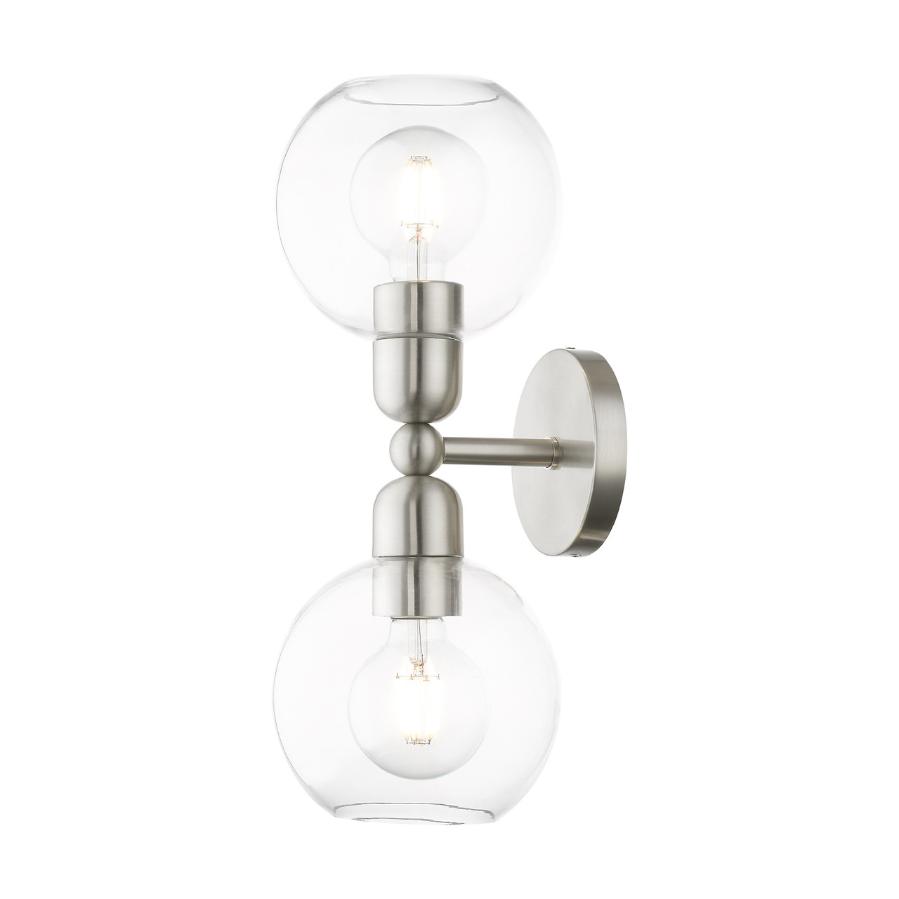 LIVEX LIGHTING 16972-91 2 Light Brushed Nickel Sphere Vanity Sconce