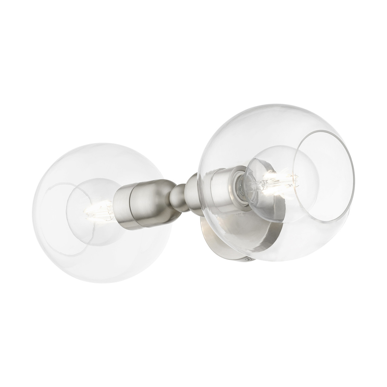 LIVEX LIGHTING 16972-91 2 Light Brushed Nickel Sphere Vanity Sconce