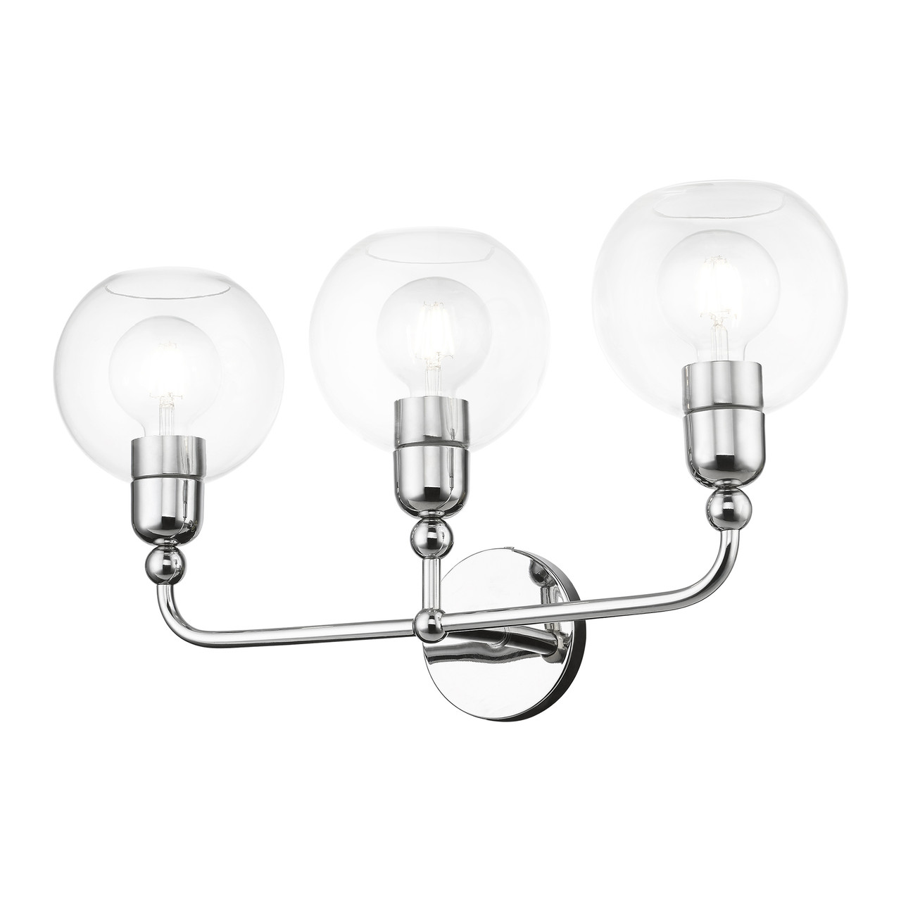 LIVEX LIGHTING 16973-05 3 Light Polished Chrome Sphere Vanity Sconce