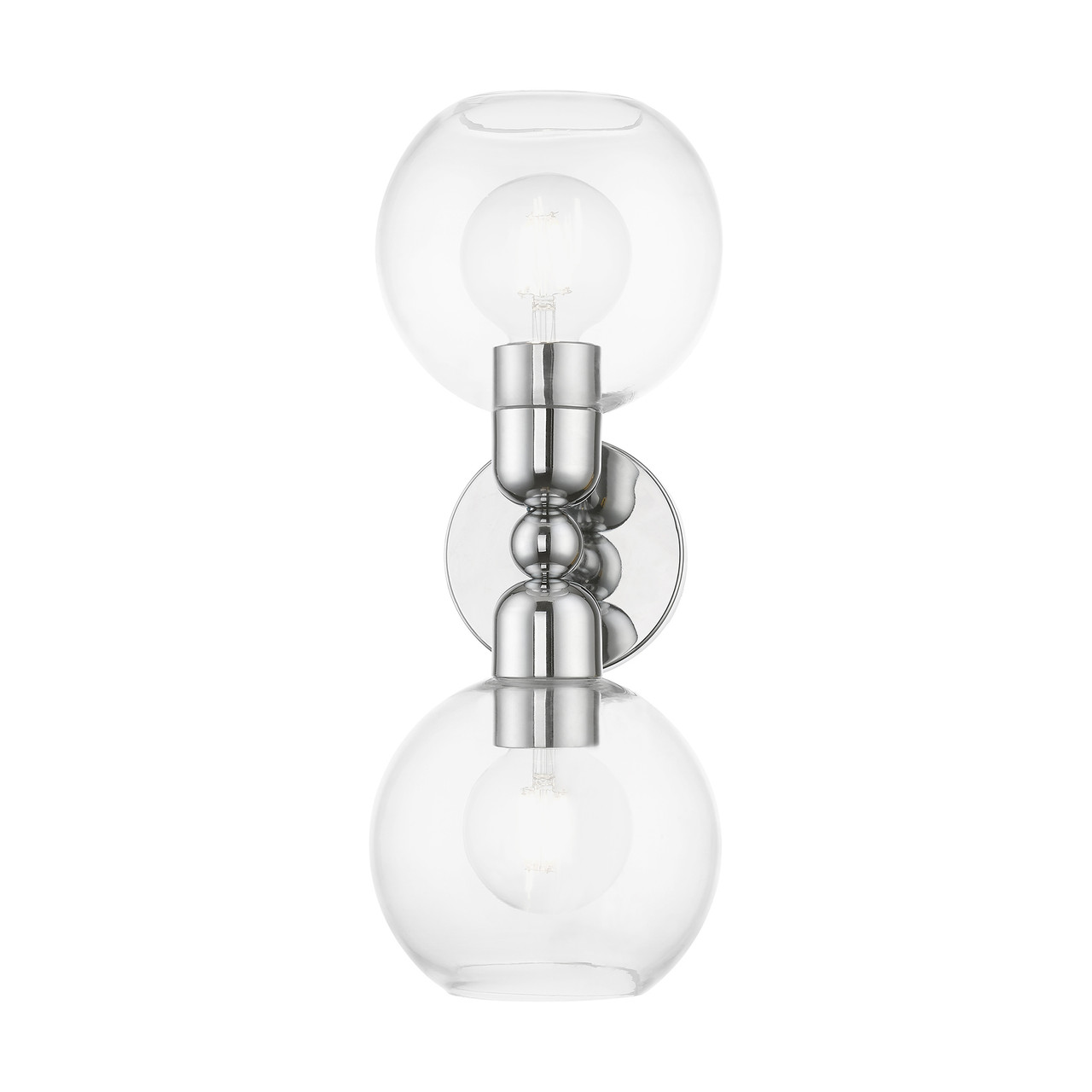 LIVEX LIGHTING 16972-05 2 Light Polished Chrome Sphere Vanity Sconce