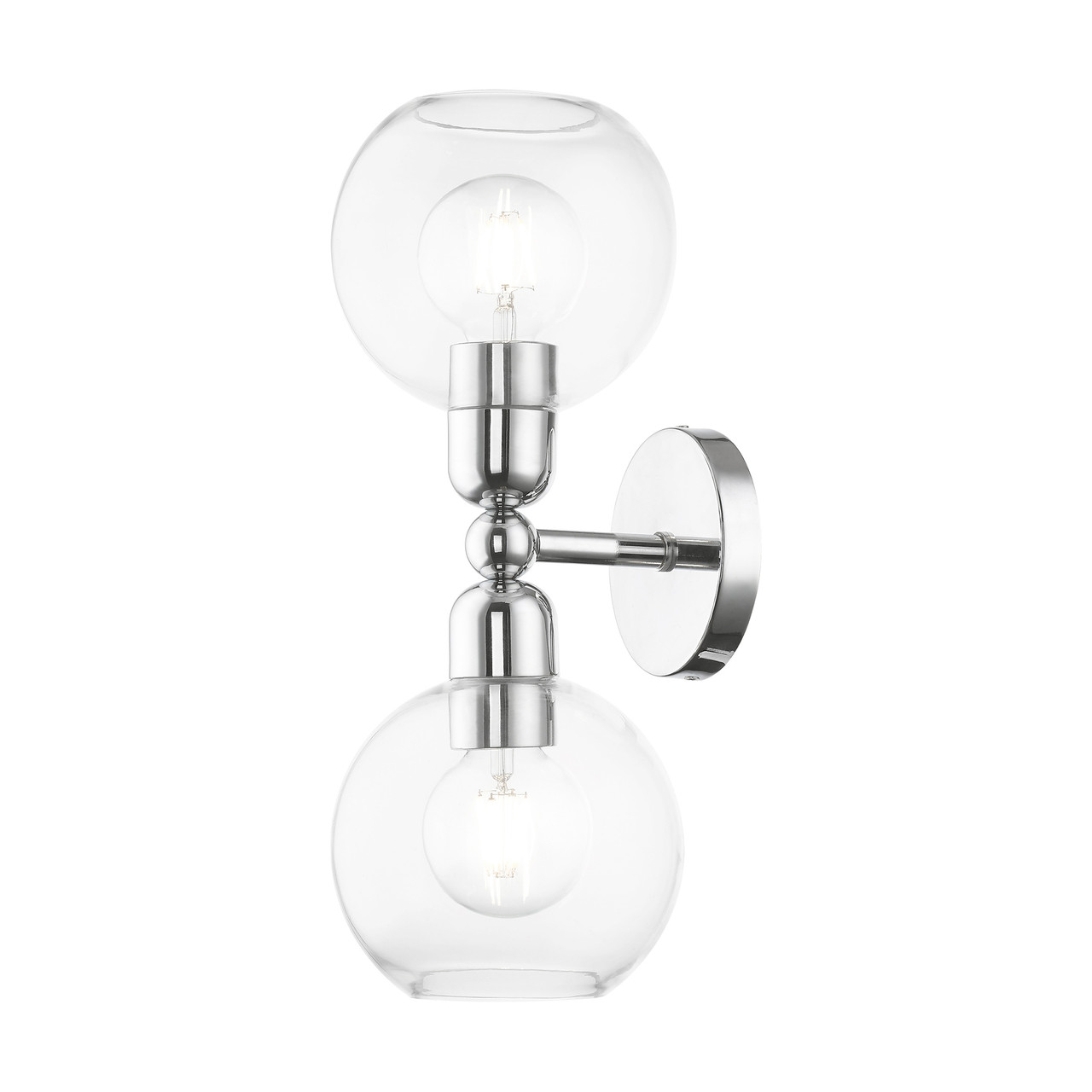 LIVEX LIGHTING 16972-05 2 Light Polished Chrome Sphere Vanity Sconce