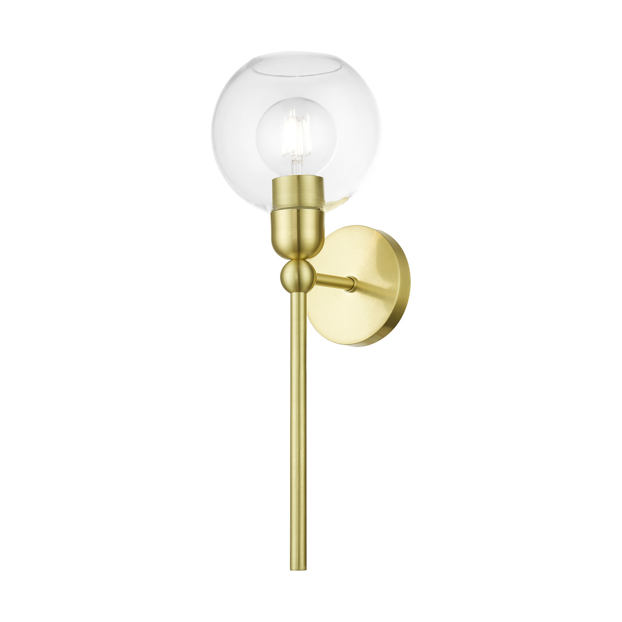 LIVEX LIGHTING 16971-12 1 Light Satin Brass Sphere Single Sconce